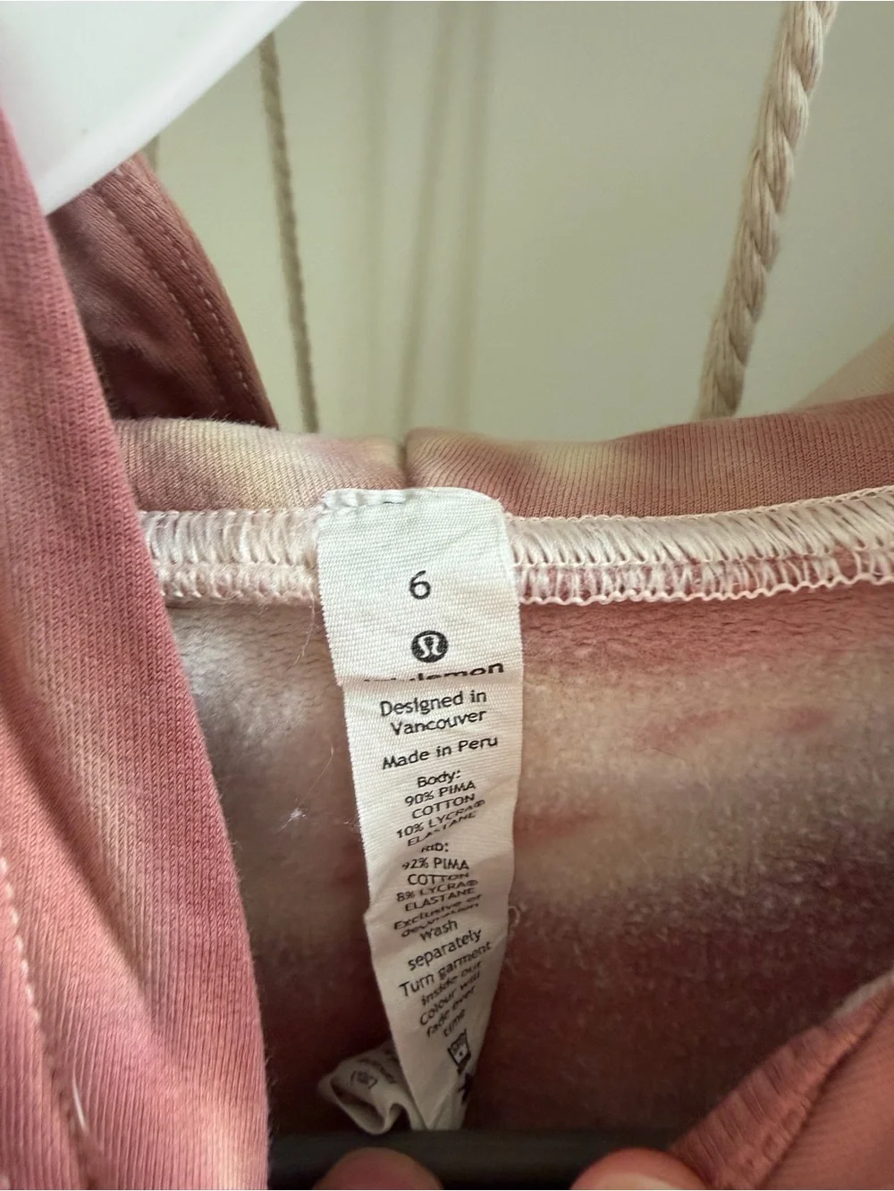 lululemon athletica Pink & Cream Tie-Dye Hoodie Sweatshirt